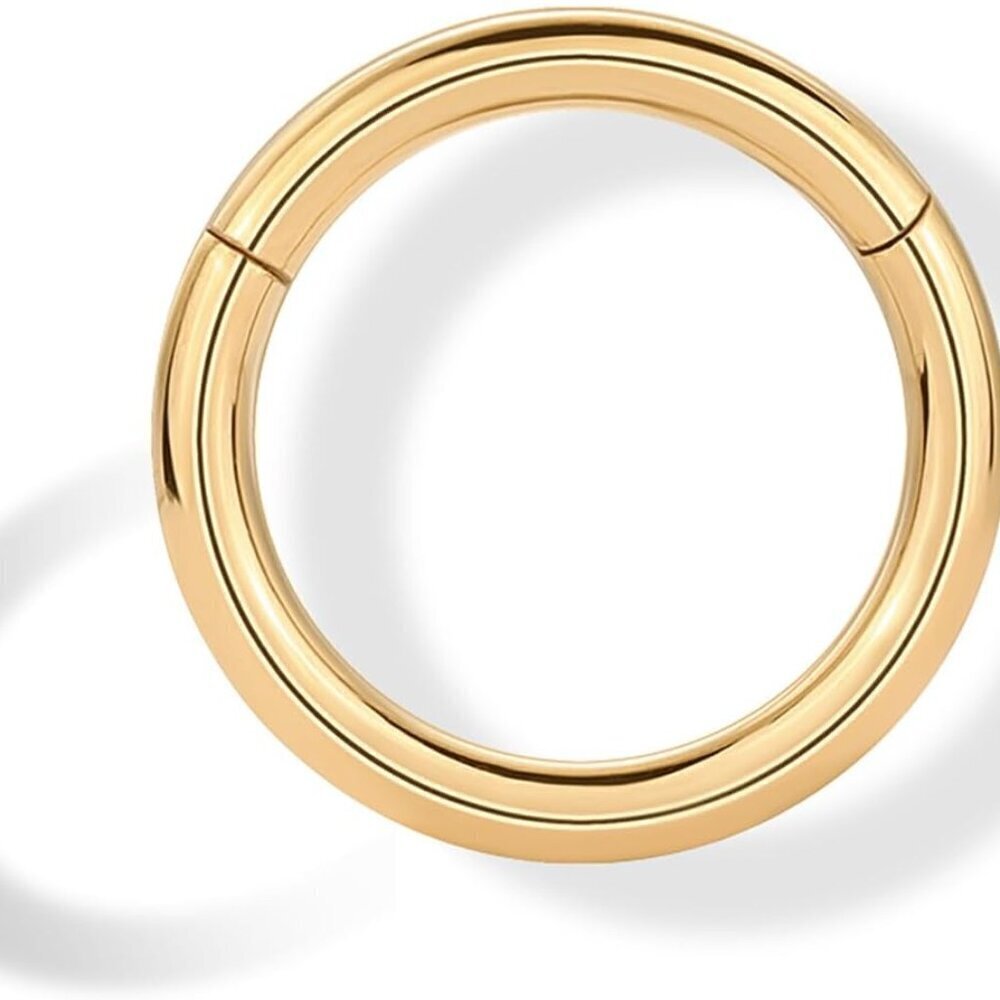 14K Gold Plated Titanium Clicker Hoop Earrings for Women Men Hinged Huggie